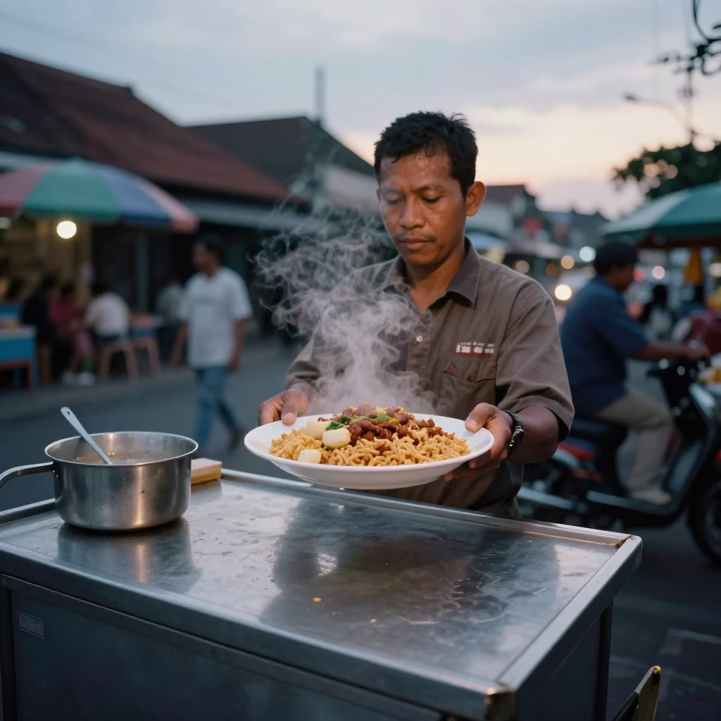Gallo Pinto in Denpasar at Honeyed Evening Light in in Denpasar, Indonesia