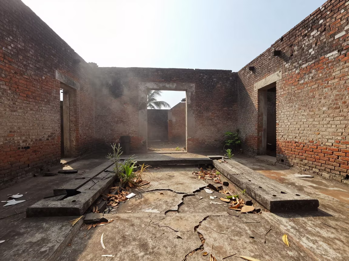 Gambian Courtyard Ruin Skylight Afternoon Fog in in Gambia