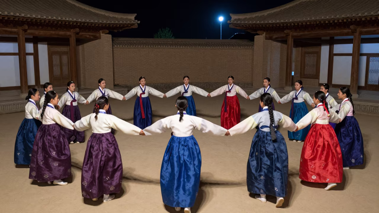 Ganggangsullae Moon Dance Night Hall in in a ceremonial hall near Urgench