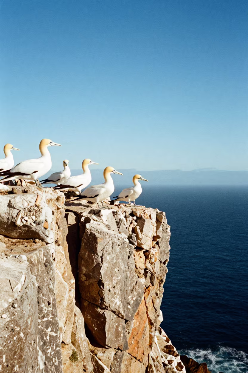 Gannets Nesting on Cape Town Sea Cliffs in near Cape Town
