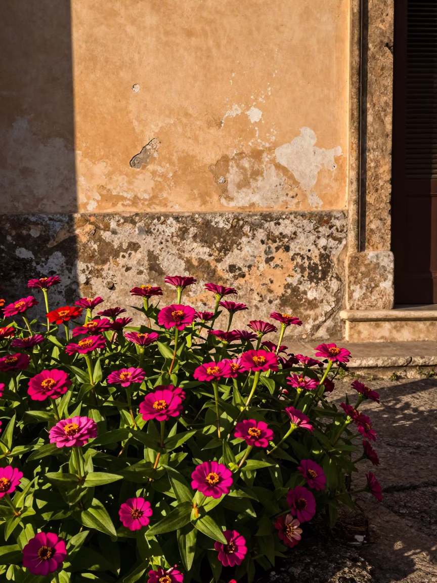 Garden Blooms in Palermo at The Early Afternoon Light in in Palermo, Italy