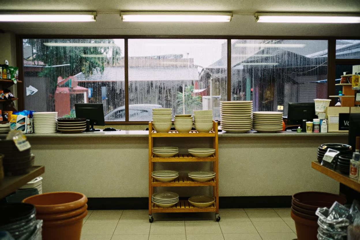 Garden Center Checkout With Rolling Ladder in inside a fitting room corridor near Toamasina
