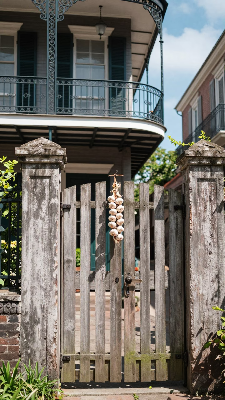 Garden Gate in New Orleans at Bright Midmorning Light in in New Orleans, Louisiana, United States