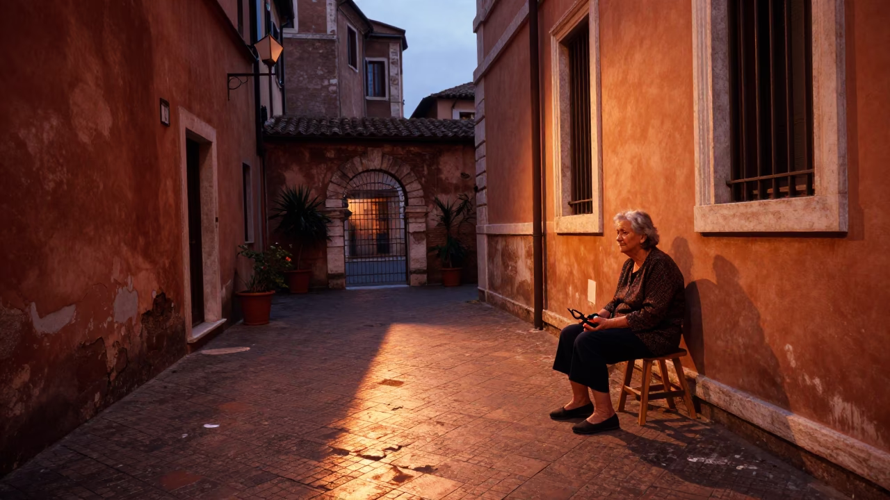 Garden Shears at Copper-toned Light Before Dusk in Rome in in Rome, Italy