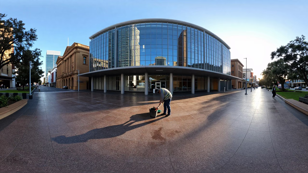 Gardener at Early Morning Light in in Adelaide, South Australia, Australia