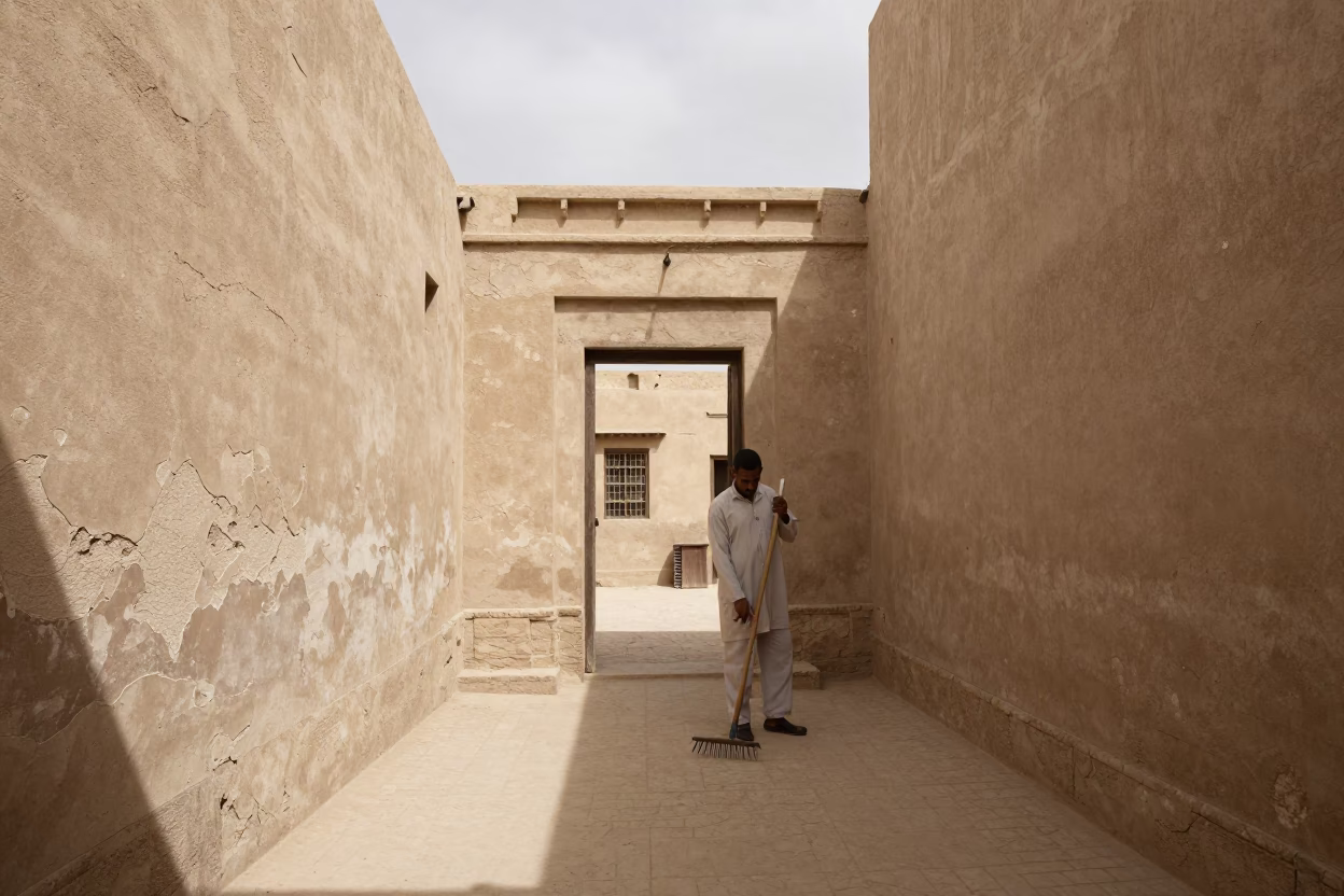 Gardener at Midday Light in Luxor in in Luxor, Egypt