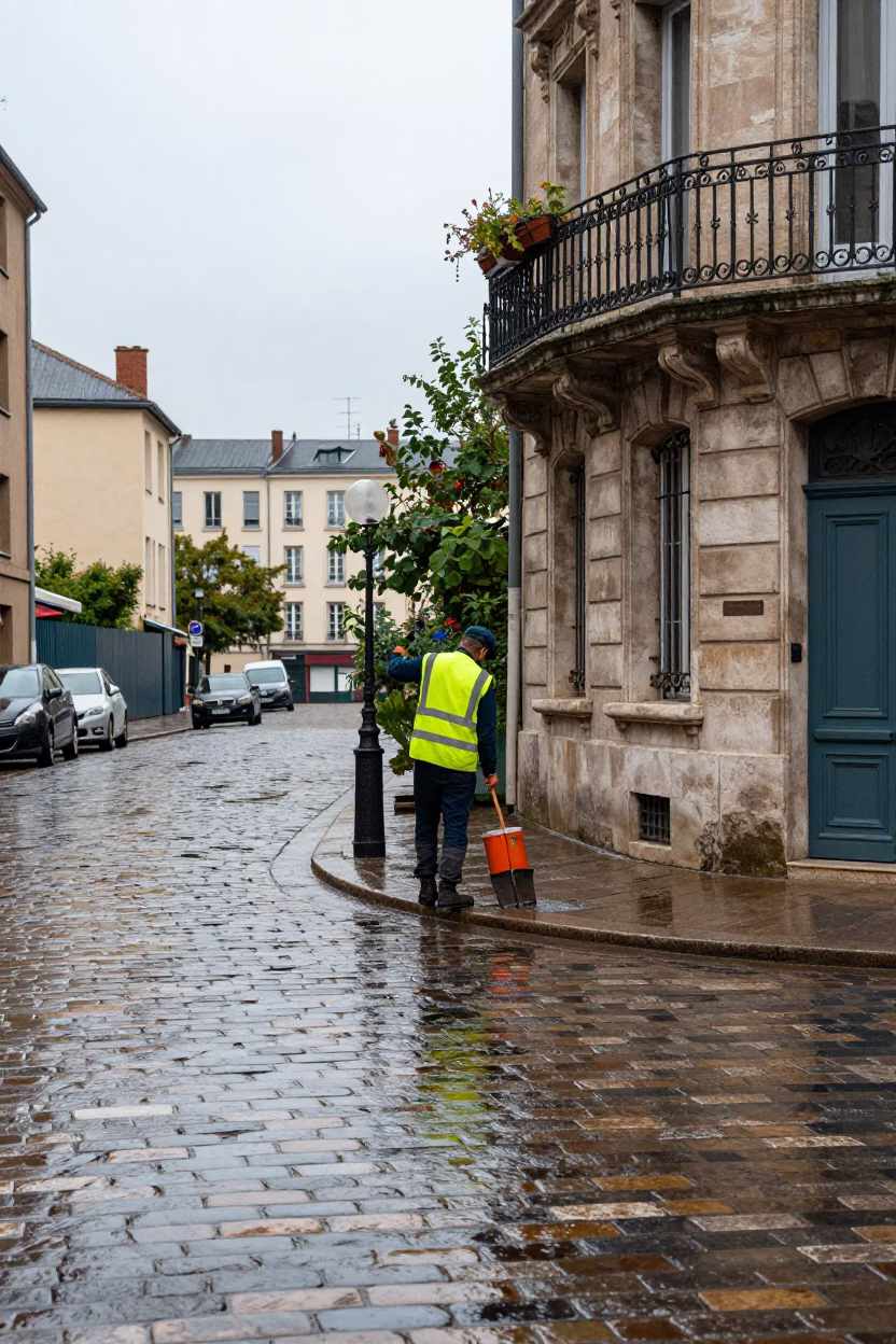 Gardener at Midday Light in in Lyon, France