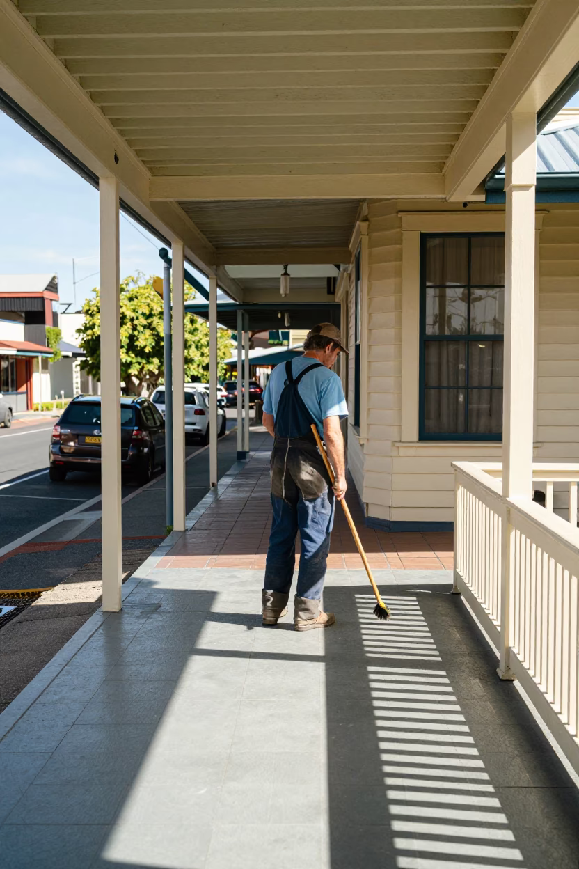 Gardener in Adelaide at Late Morning Light in in Adelaide, South Australia, Australia