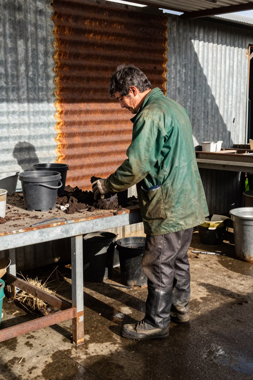 Gardener in Auckland at Noon Light in in Auckland, New Zealand