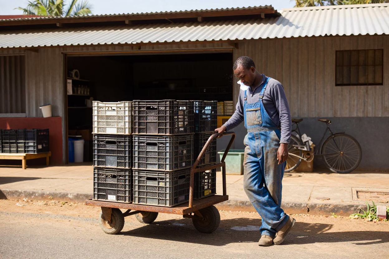 Gardener in Durban at Noon Light in in Durban, South Africa