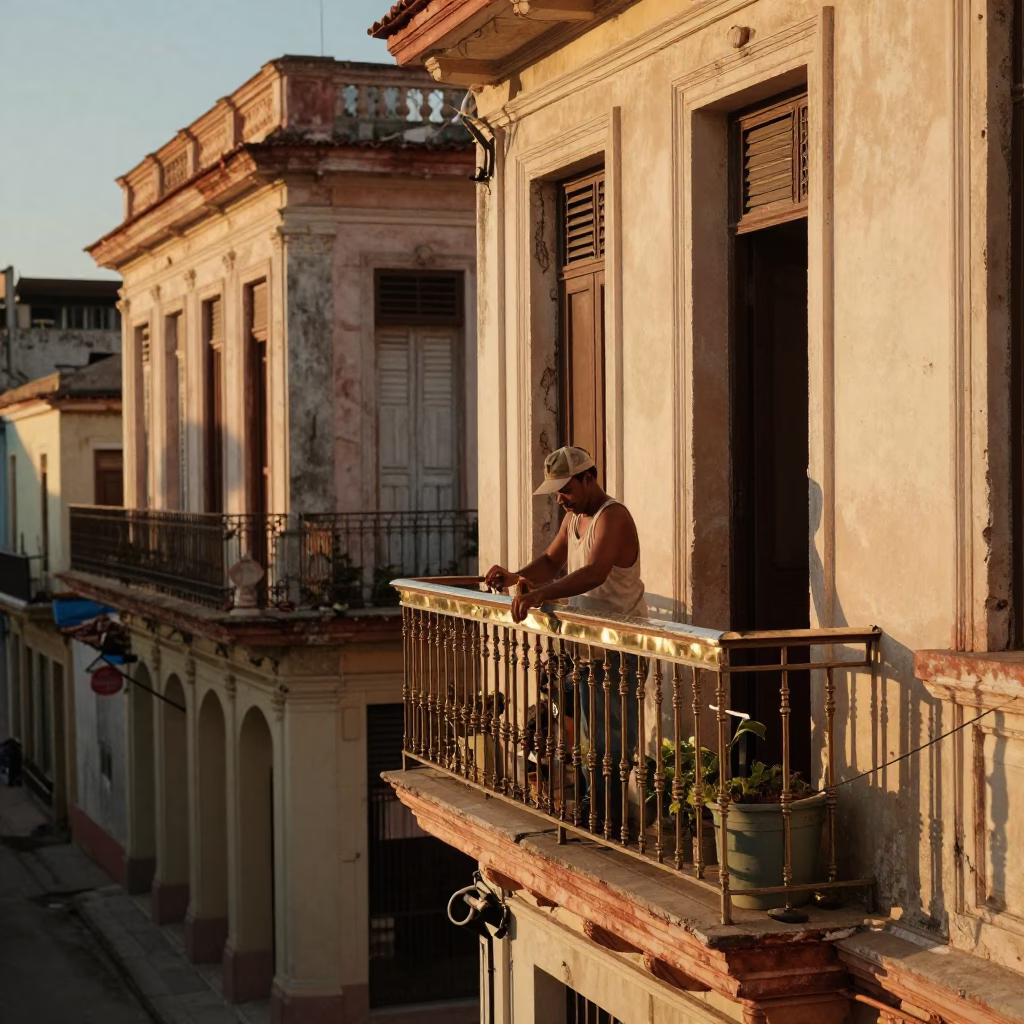 Gardener in Havana at Golden Hour in in Havana, Cuba