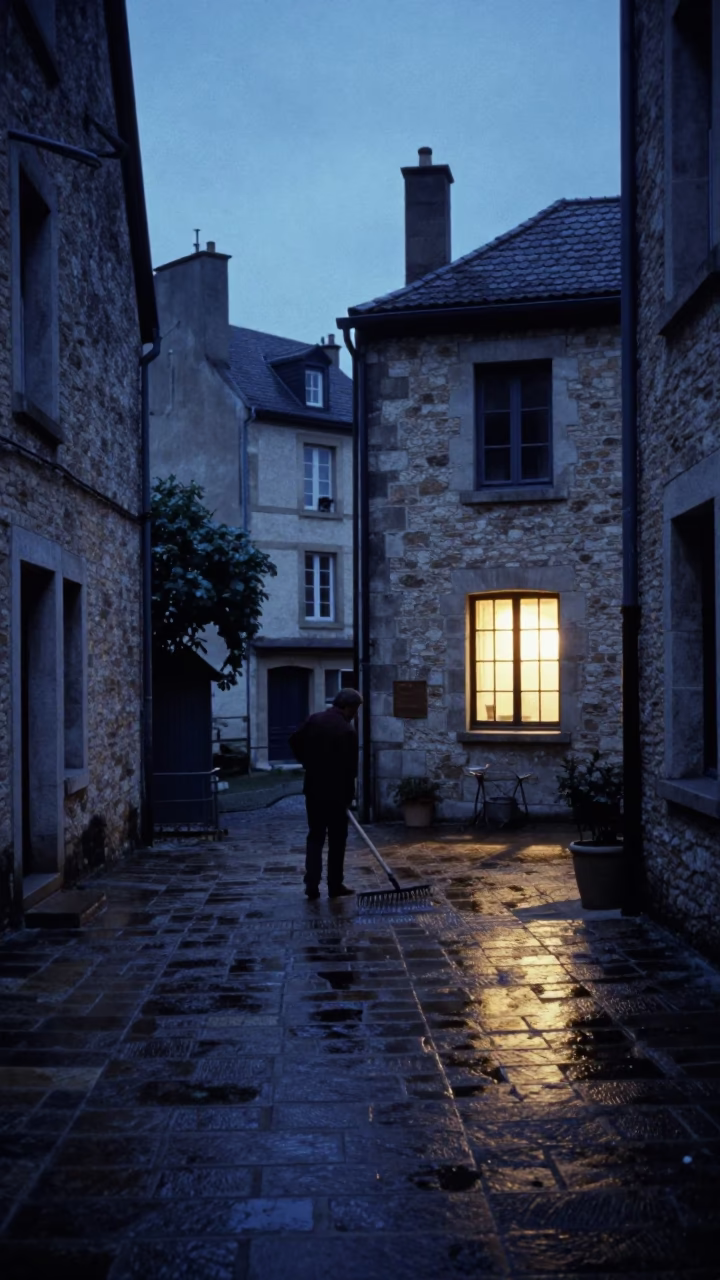 Gardener in Lyon at Blue Hour in in Lyon, France