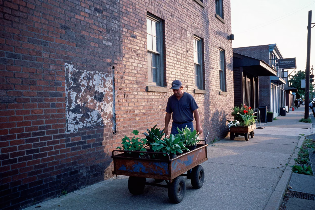 Gardener in Nashville at Early Morning Light in in Nashville, Tennessee, United States