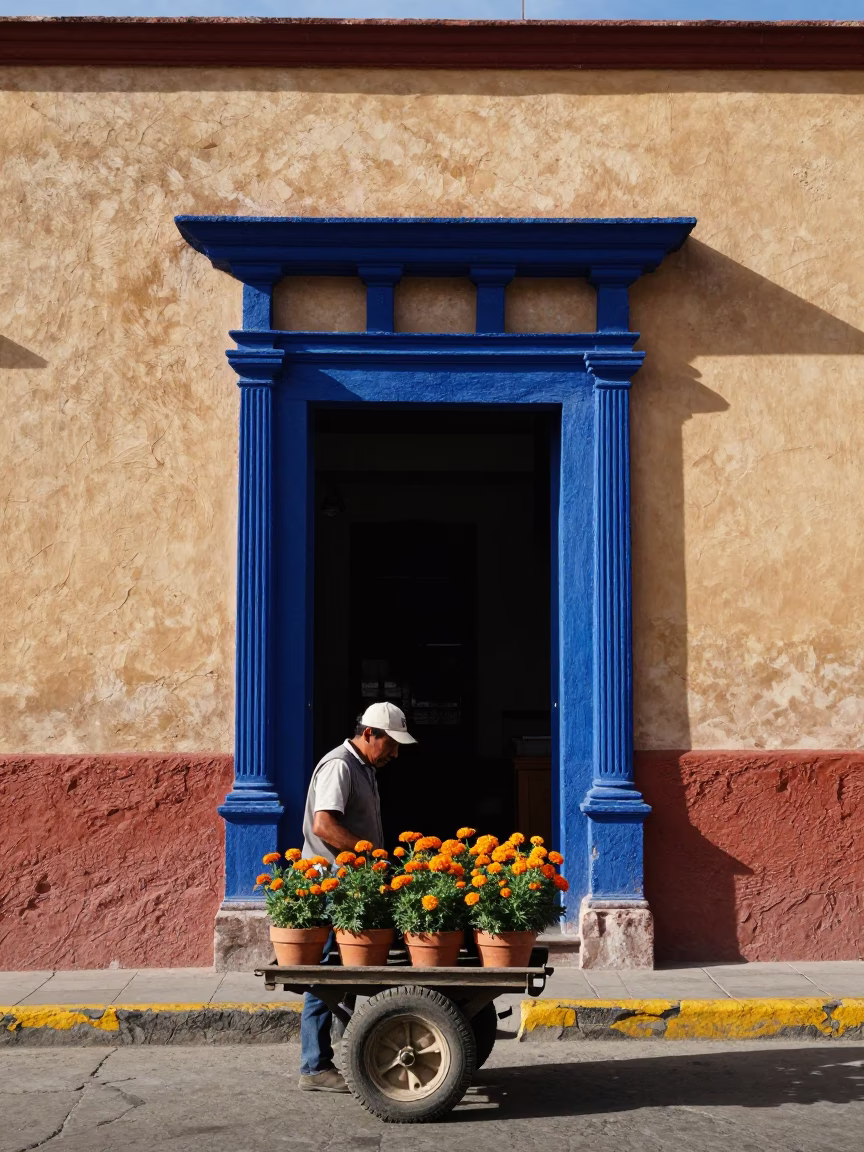 Gardener in Oaxaca at Afternoon Light in in Oaxaca, Mexico