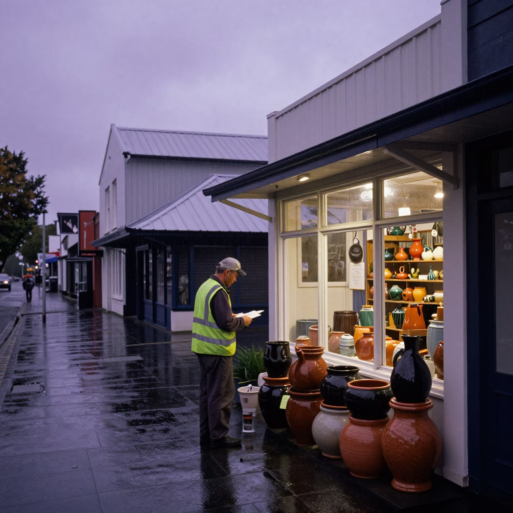 Gardener Pausing in Christchurch in in Christchurch, New Zealand
