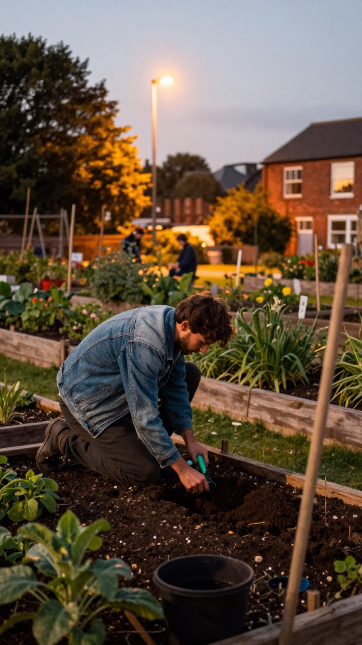Gardener Planting in Bristol in in Bristol, United Kingdom
