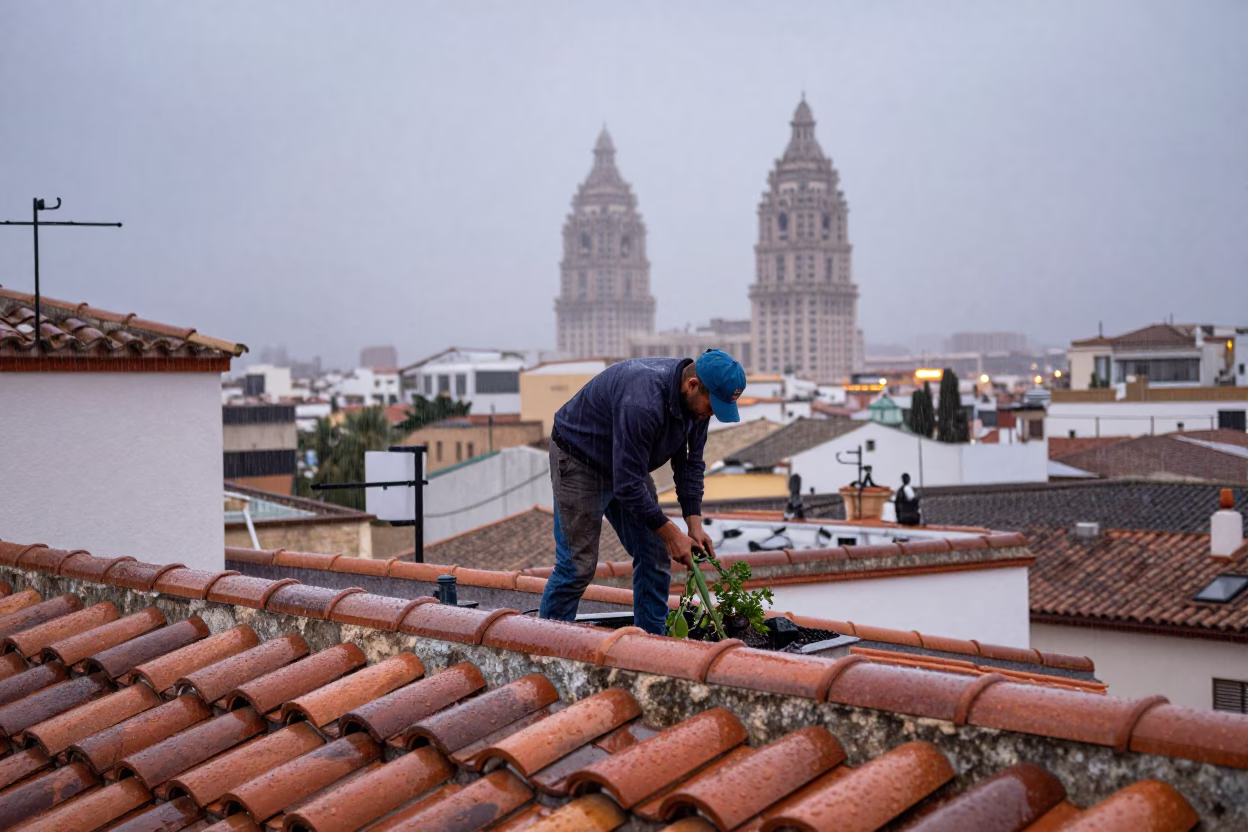 Gardener Working in Valencia in in Valencia, Spain