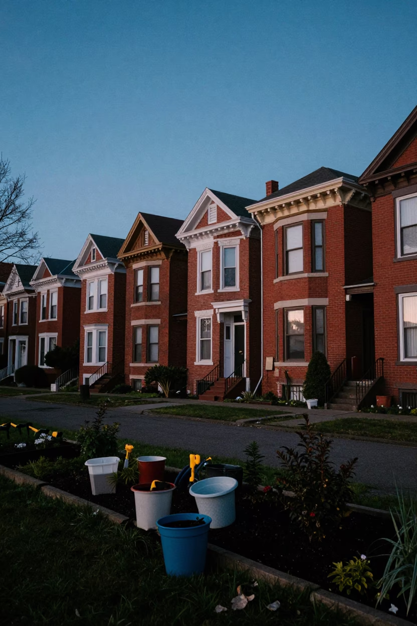 Gardening Activity in Portland at The Still Hours Before Dawn Light in in Portland, Oregon, United States