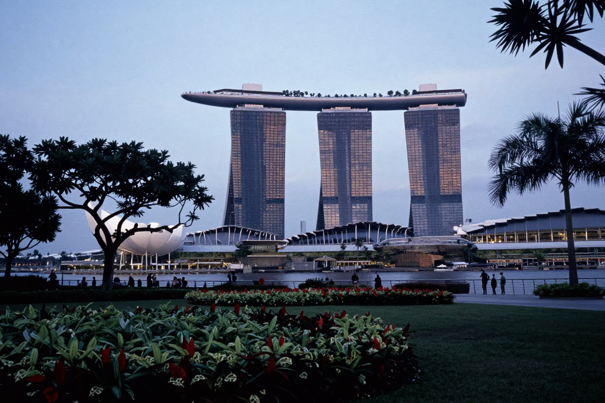 Gardens in Singapore at The Early Evening Light in in Singapore, Singapore