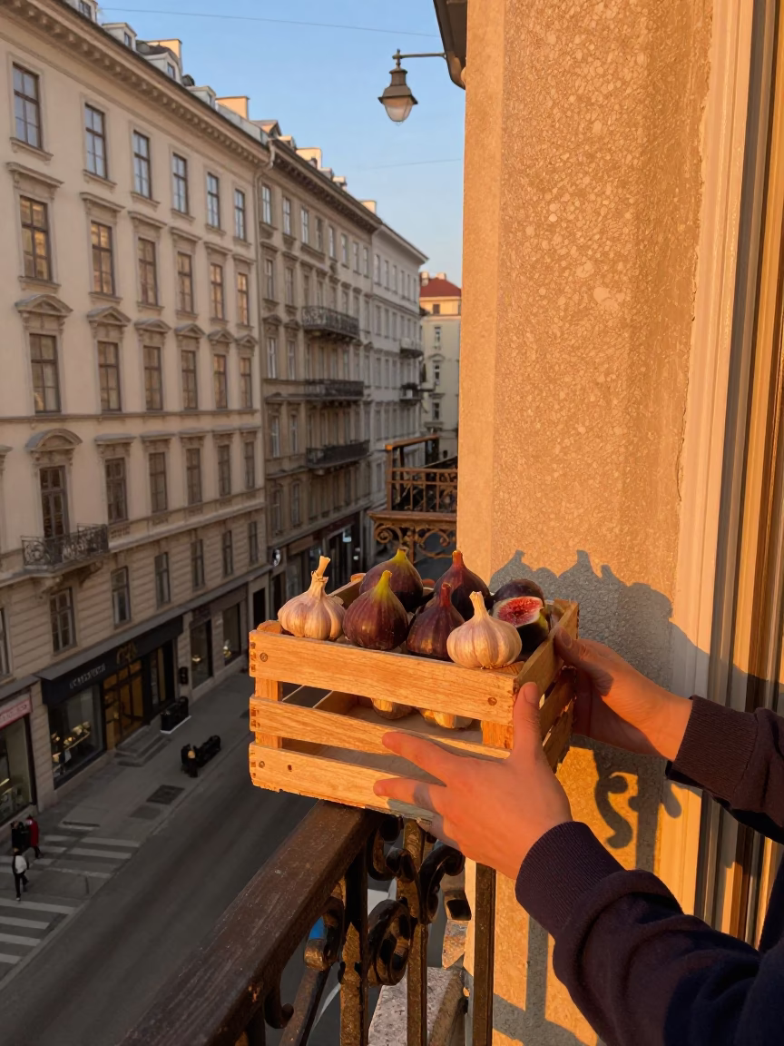 Garlic at Golden Hour in in Vienna, Austria