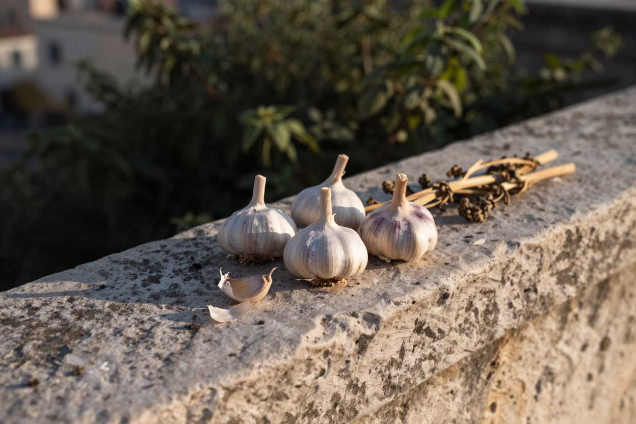 Garlic Bulbs in Marseille in in Marseille, France