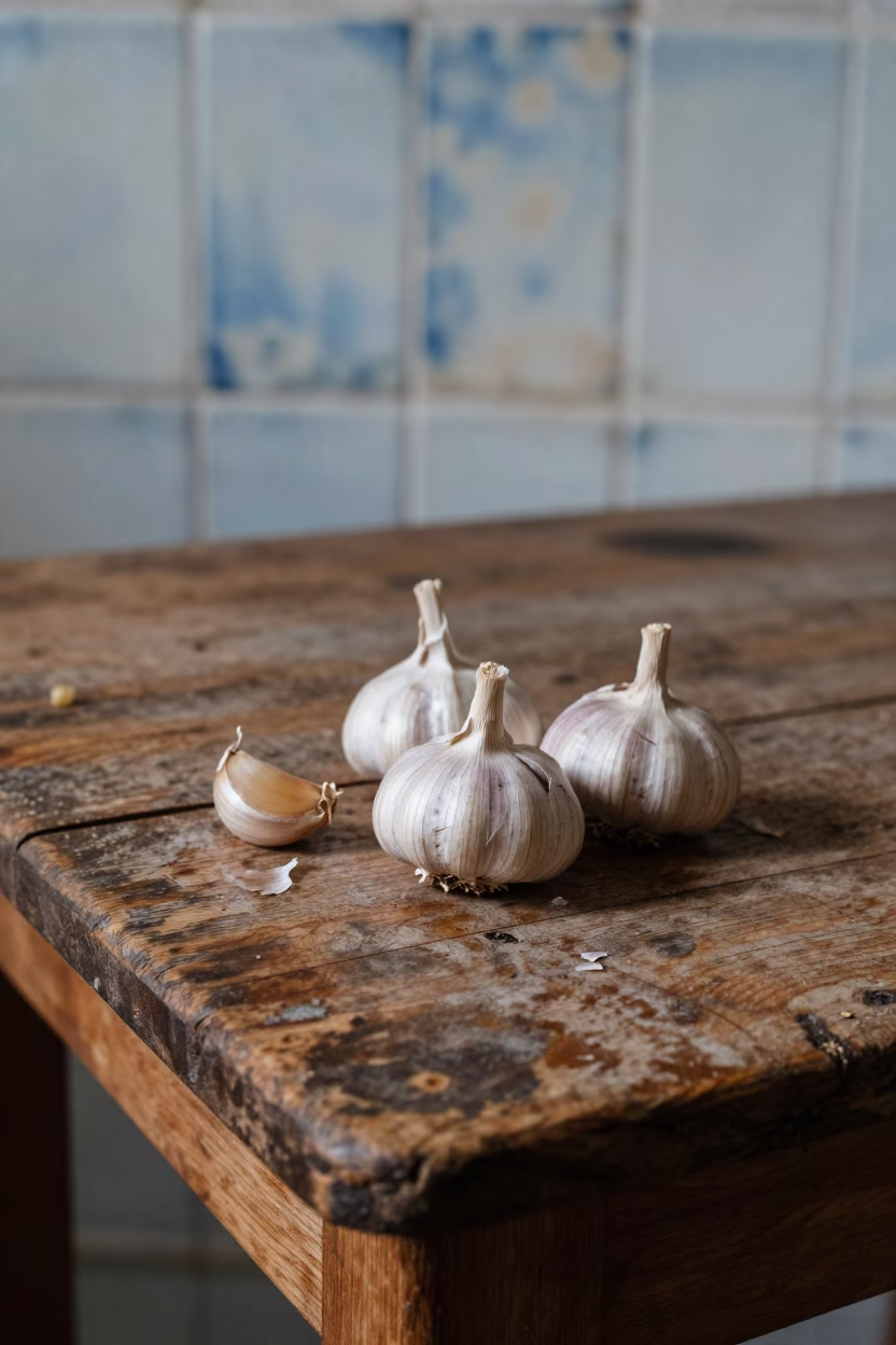 Garlic Bulbs in Naples in in Naples, Italy