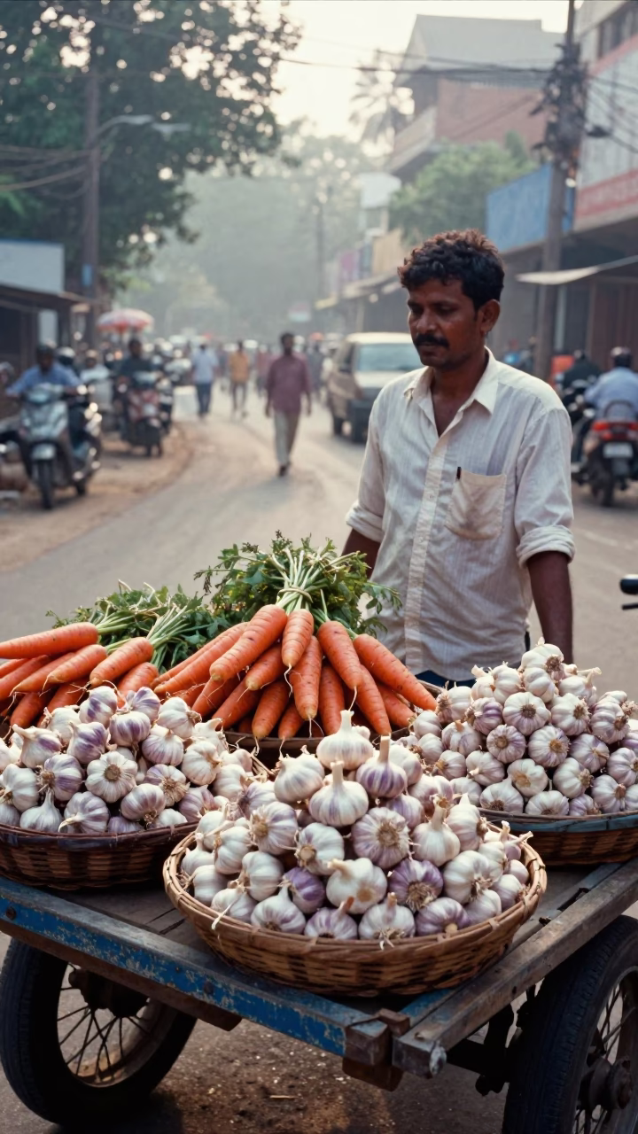 Garlic Bulbs just after sunrise in Chennai in in Chennai, India