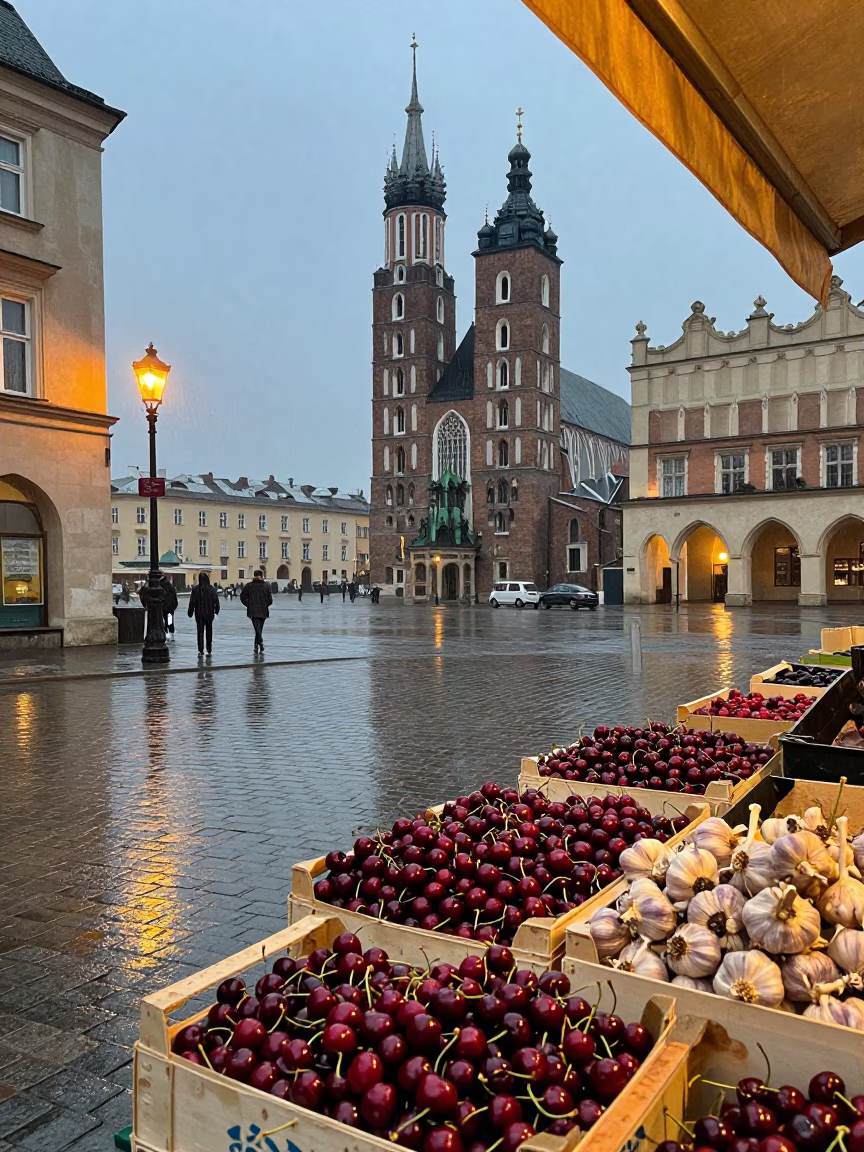 Garlic in Krakow at Dusk Light in in Krakow, Poland