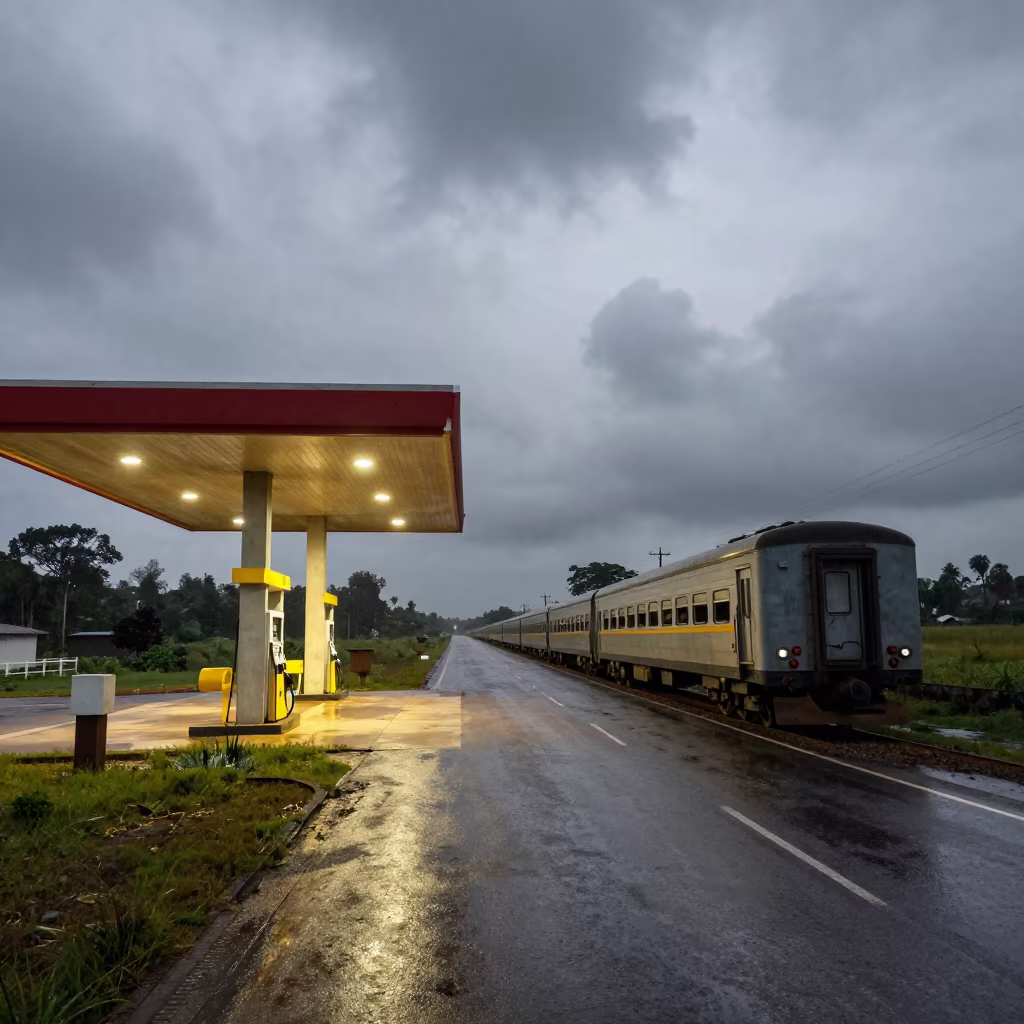 Gas Station in Skylit Passageway Monsoon in inside a skylit passageway near Owerri