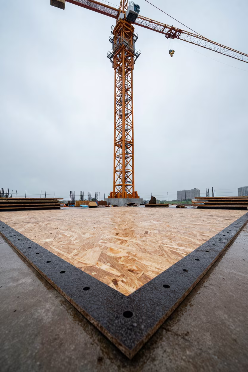 Gasket Sample Board Under Tower Crane in Haikou Rain in beneath a tower crane on open ground in Haikou