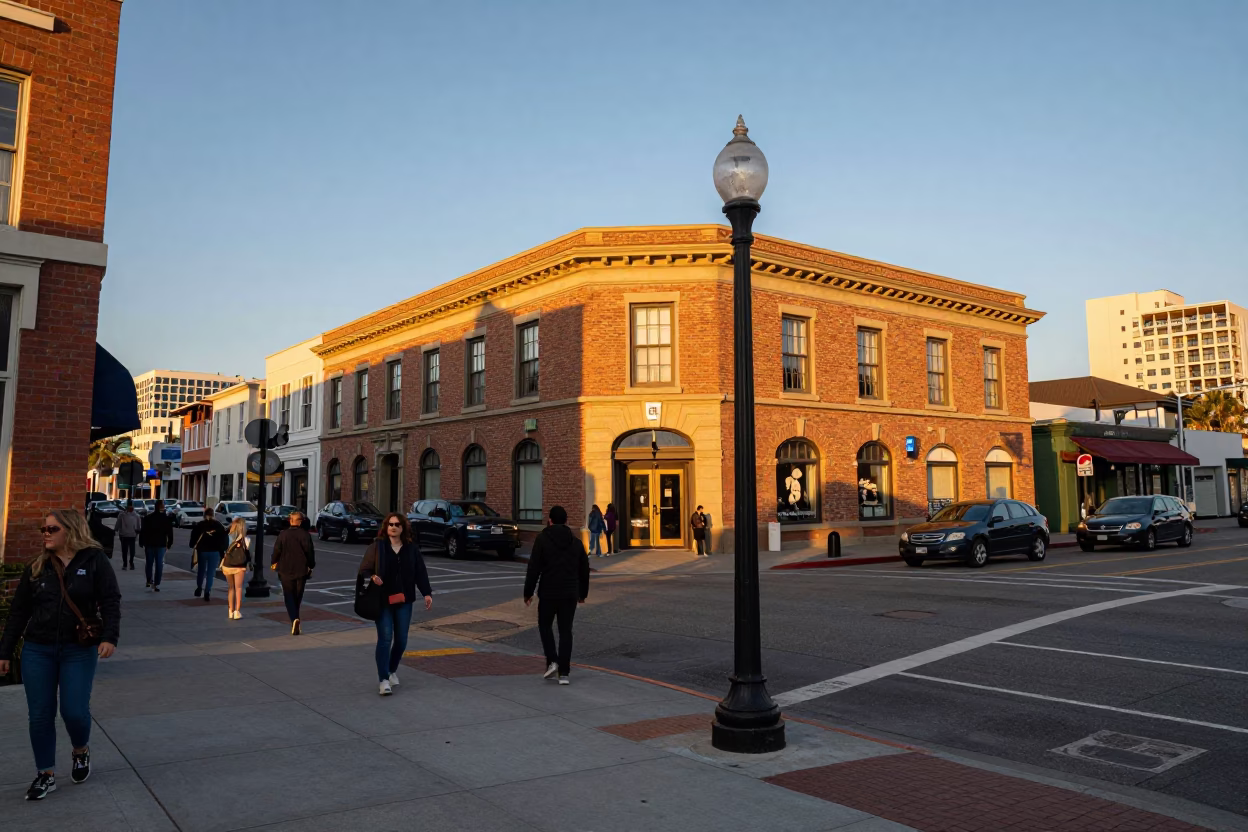 Gaslamp Quarter Street Corner in San Diego in in San Diego, California, United States