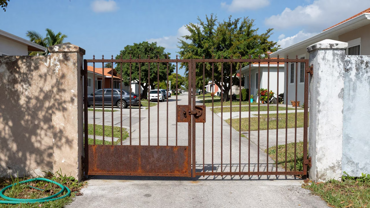 Gate And Garden Hose in Miami in in Miami, Florida, United States