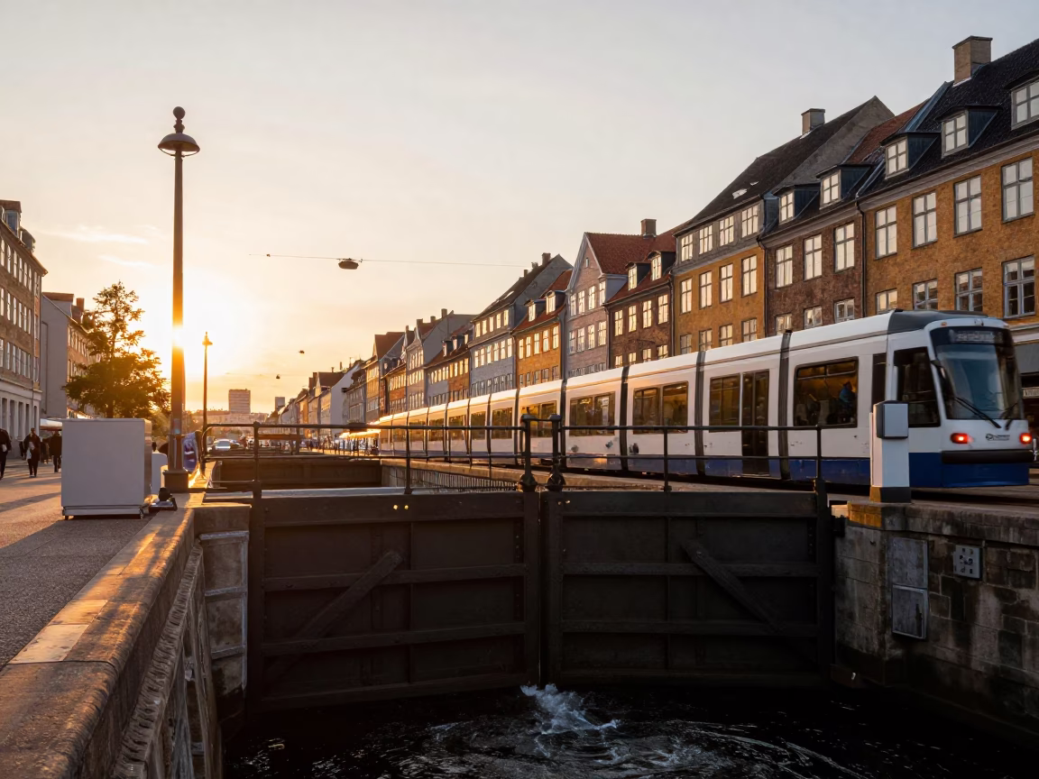 Gate Closing in Copenhagen at Golden Hour in in Copenhagen, Denmark