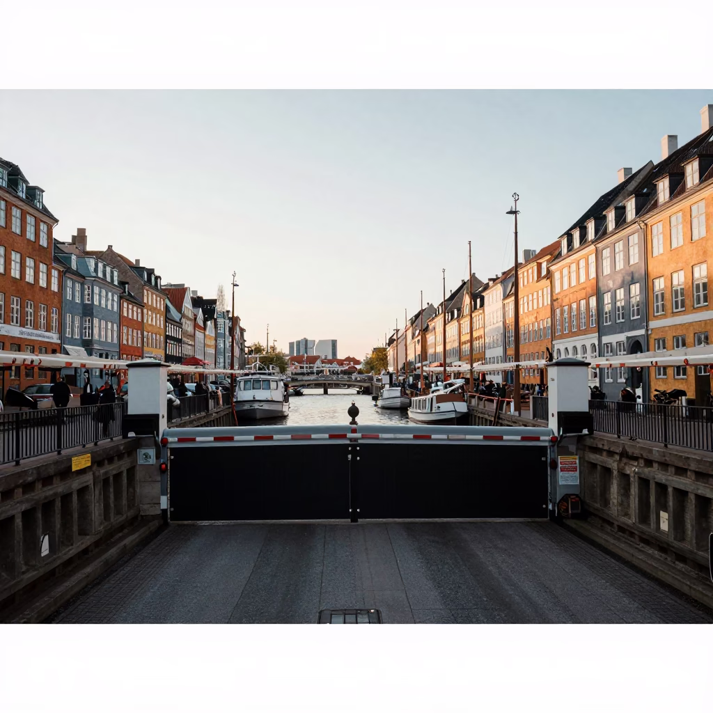 Gate Closing in Copenhagen at The Early Morning Light in in Copenhagen, Denmark