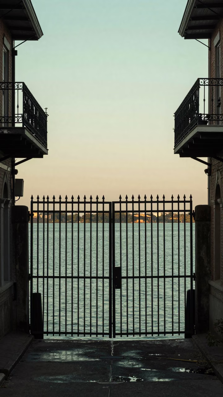 Gate Closing in New Orleans at First Light Of Dawn in in New Orleans, Louisiana, United States