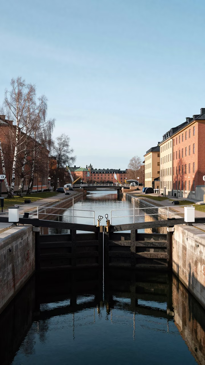 Gate Closing in Stockholm at Clear Late-afternoon Light in in Stockholm, Sweden
