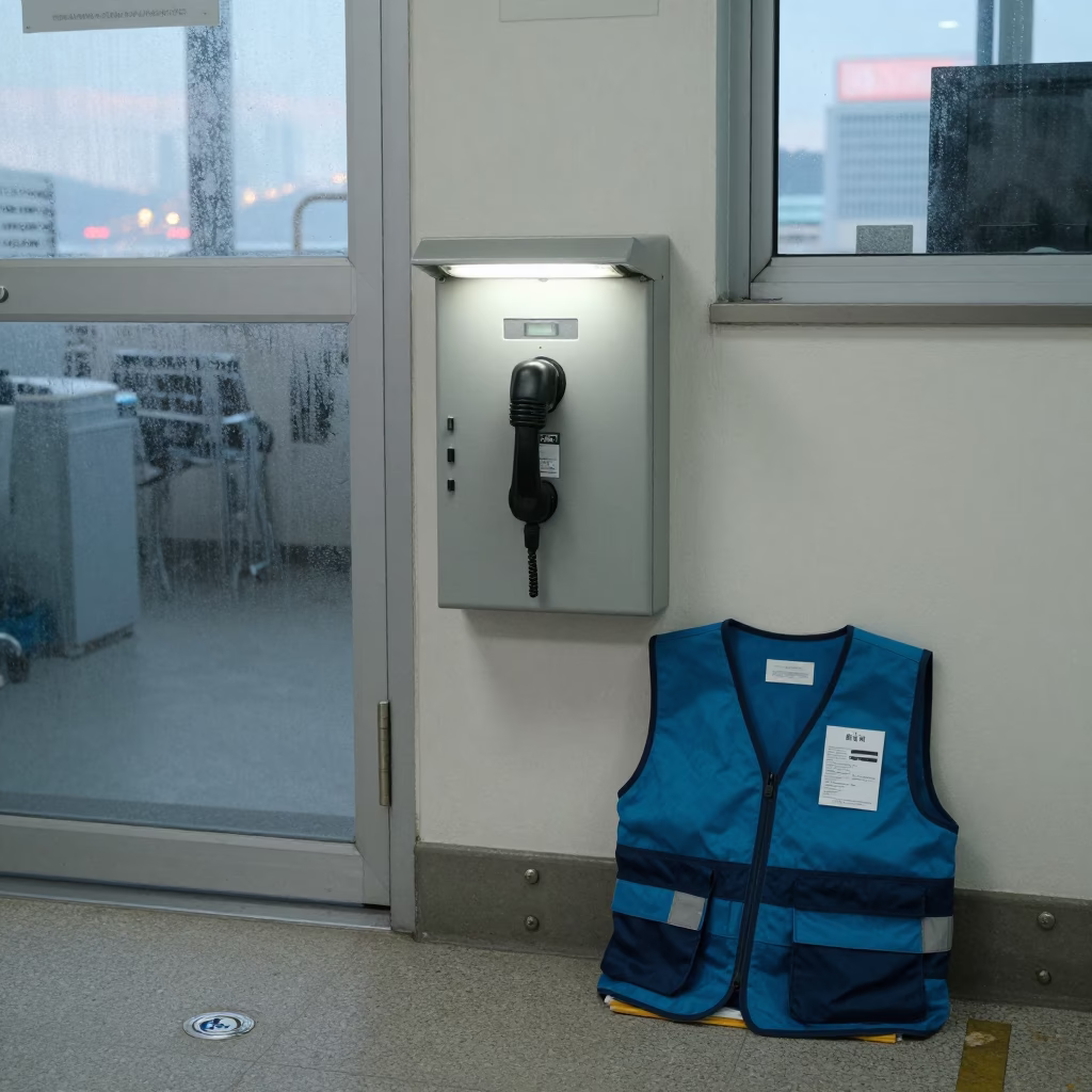 Gate Intercom Handset Box in Busan Dispatch Office in inside a dispatch office above the dock near Jagalchi, Busan