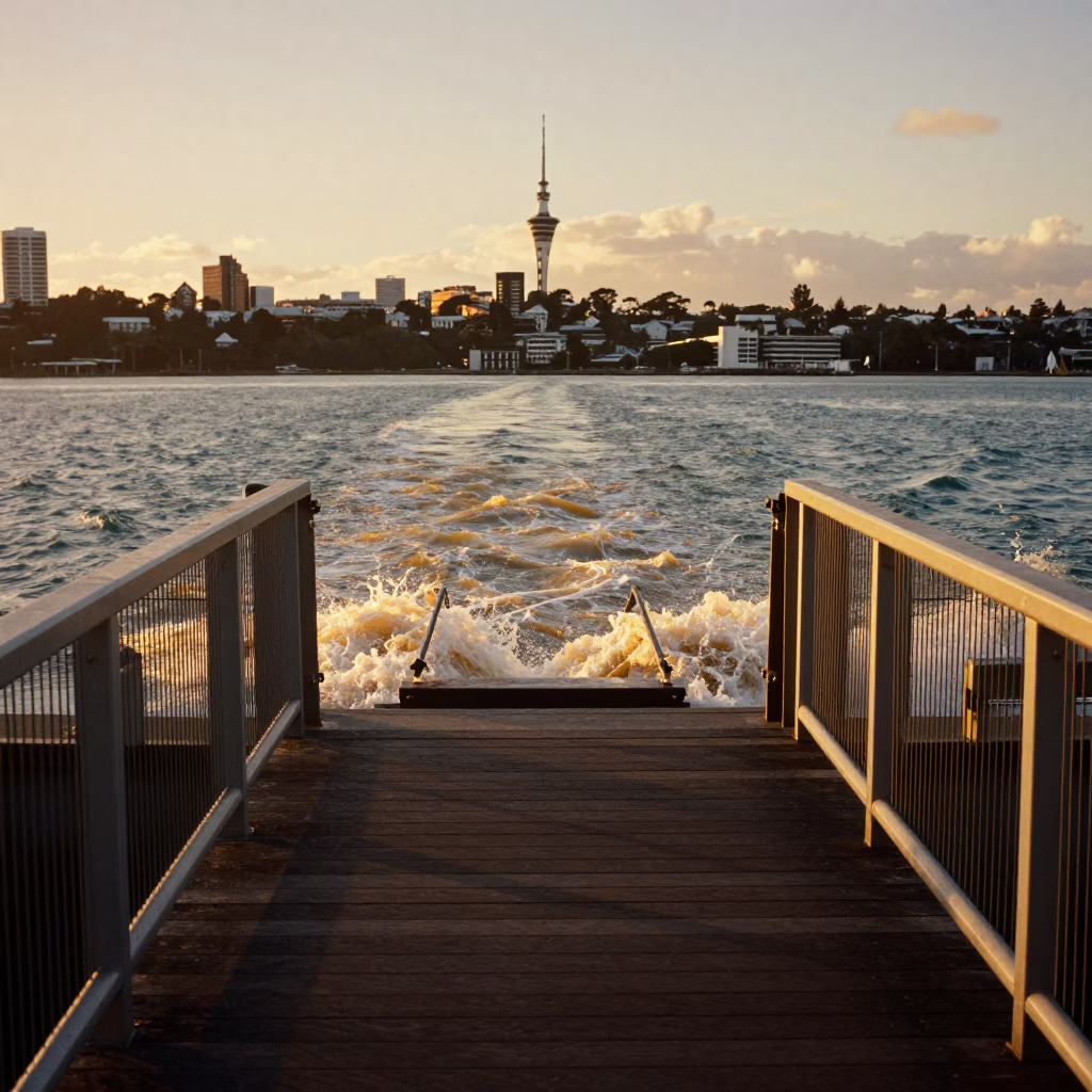 Gate Walkway in Auckland at Honeyed Evening Light in in Auckland, New Zealand