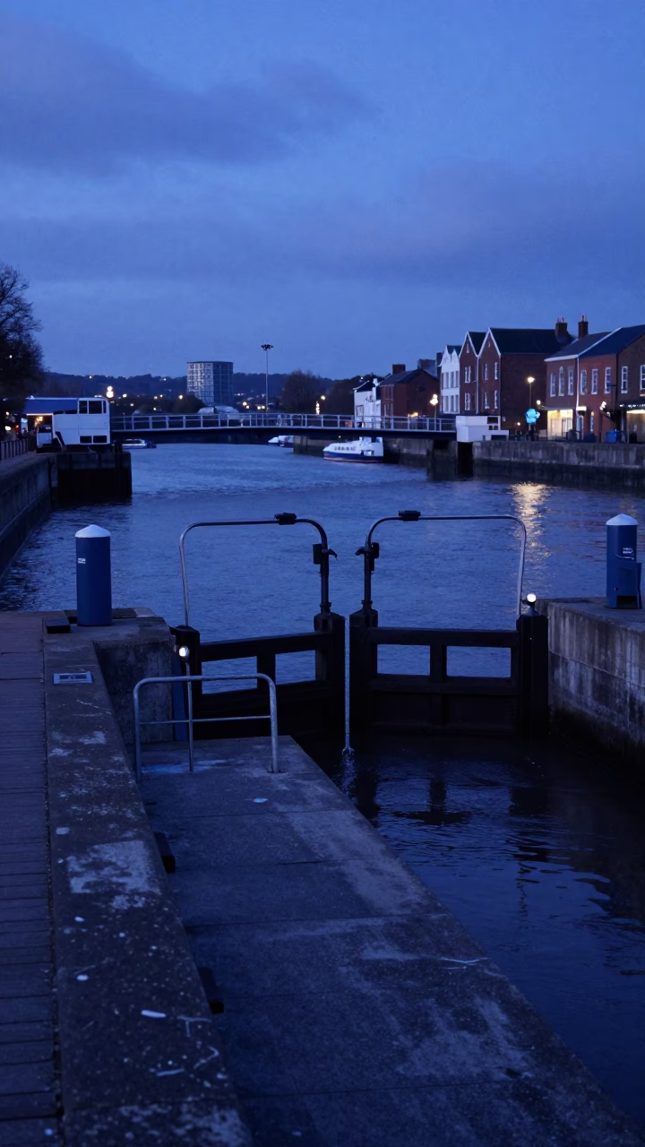Gate Walkway in Bristol at The Last Blue Light Of Evening in in Bristol, United Kingdom