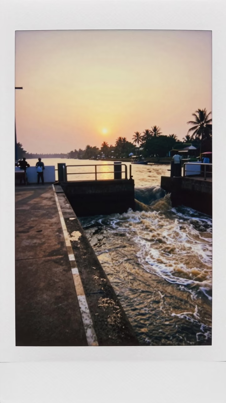 Gate Walkway in Kochi at As The Sun Drops Toward The Horizon in in Kochi, India