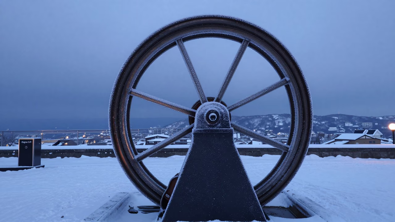Gate Wheel in Sapporo at Nautical Dawn Light in in Sapporo, Japan
