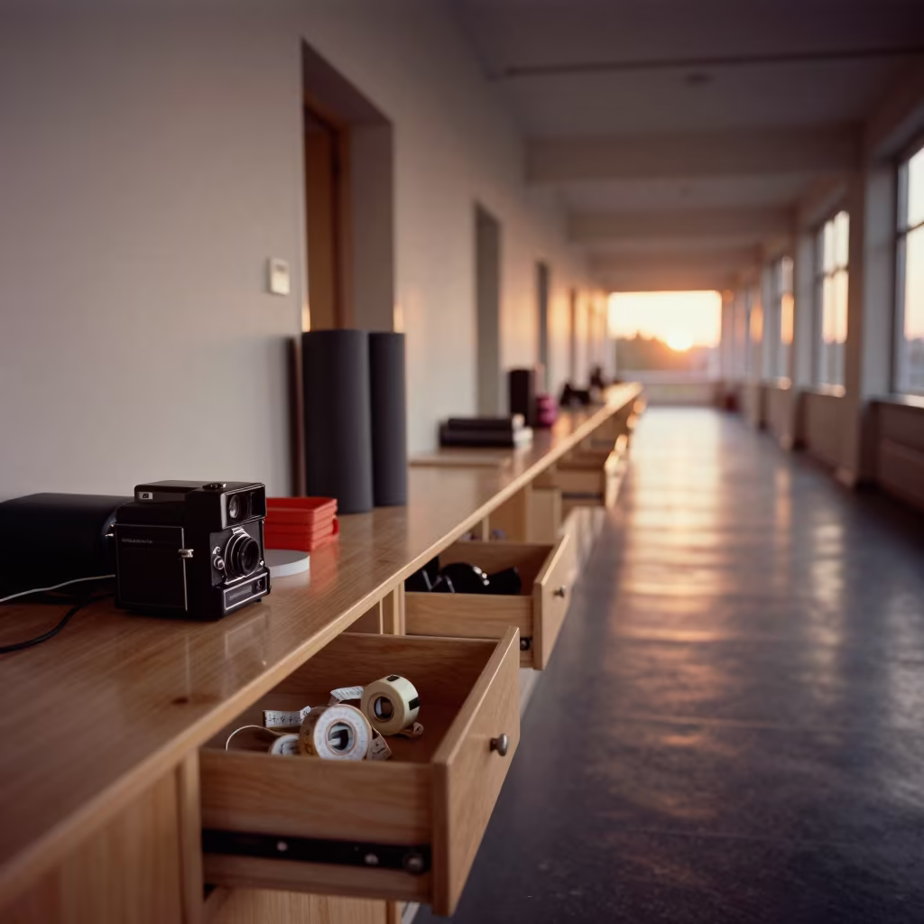 Gdansk Gym Desk Surreal Corridor Sunset in at a gym check-in desk in Gdansk