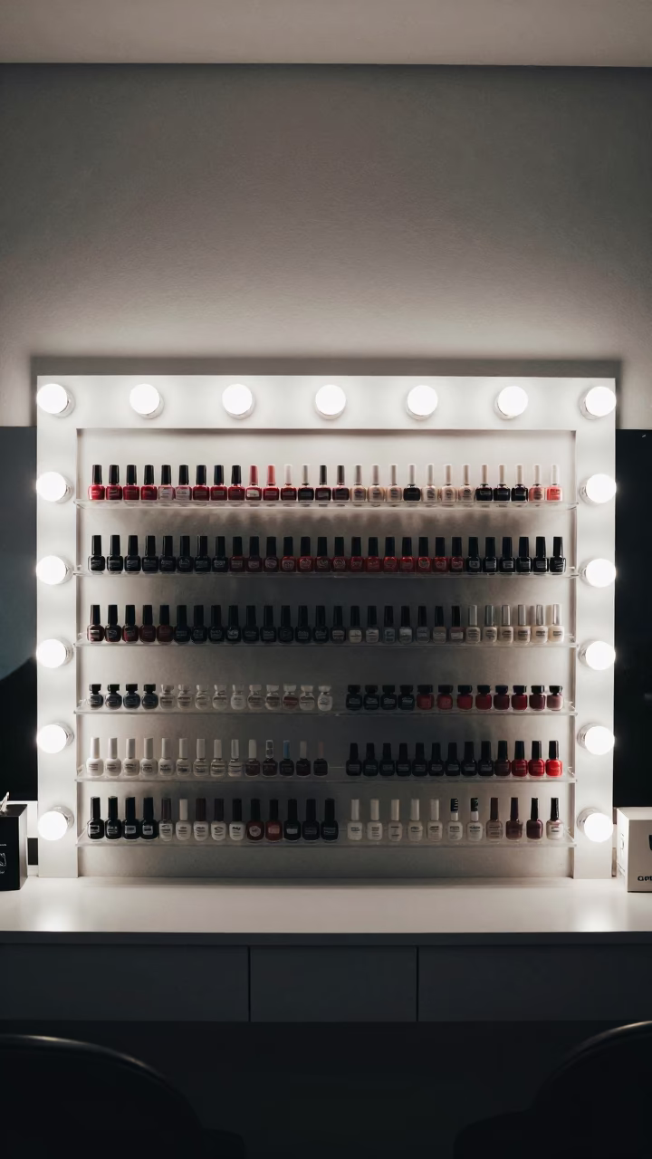 Gel Polish Shades Under Mirror Bulbs Larkana in at a barber station beneath mirror bulbs in Larkana