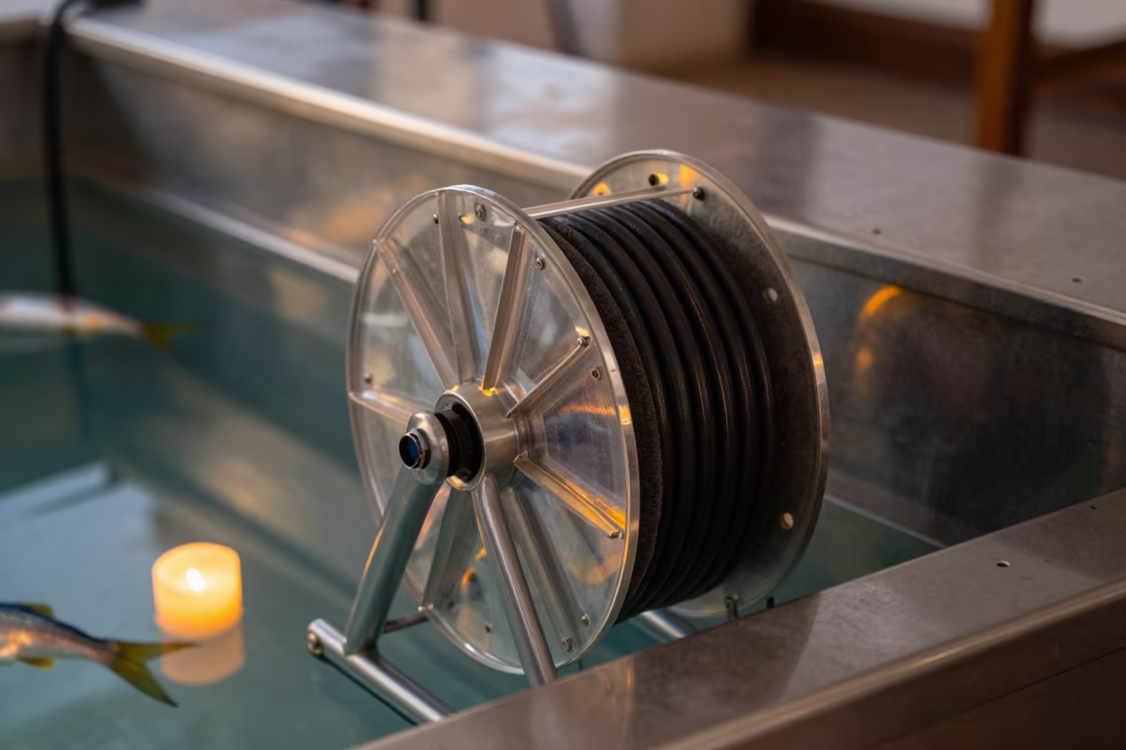 Generator Reel in Dalian Fish Counter Sunset in inside a fish bagging counter zone in Dalian