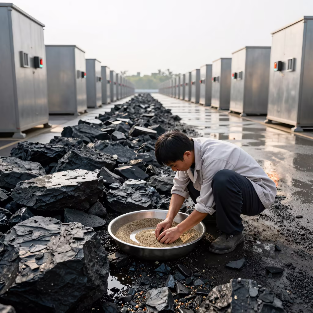 Geologist Washing Garnet Sand in Shenzhen in in Shenzhen