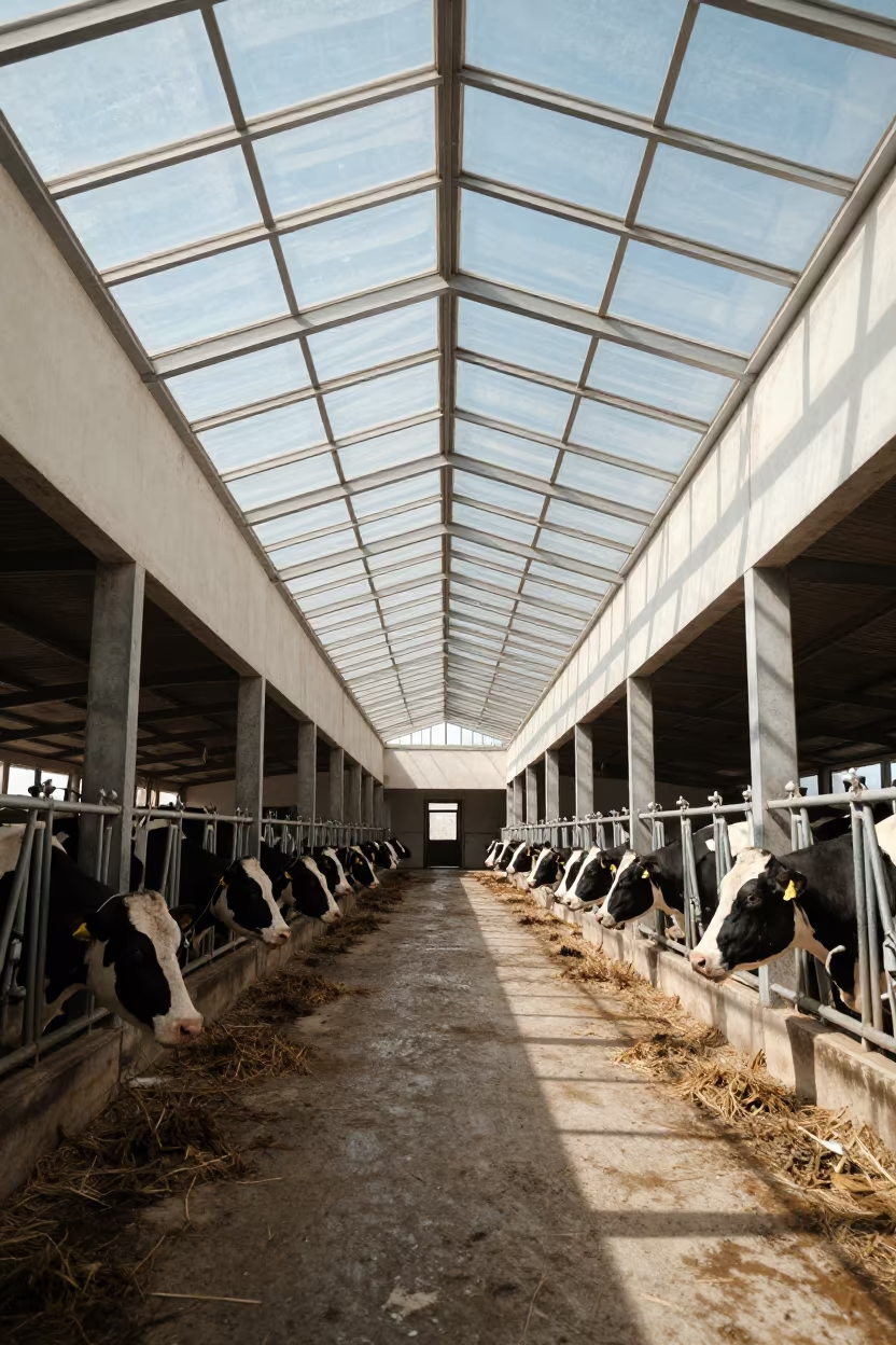 Geometric Greenhouse Roof in Muş Dairy Parlor in in a dairy milking parlor in Muş