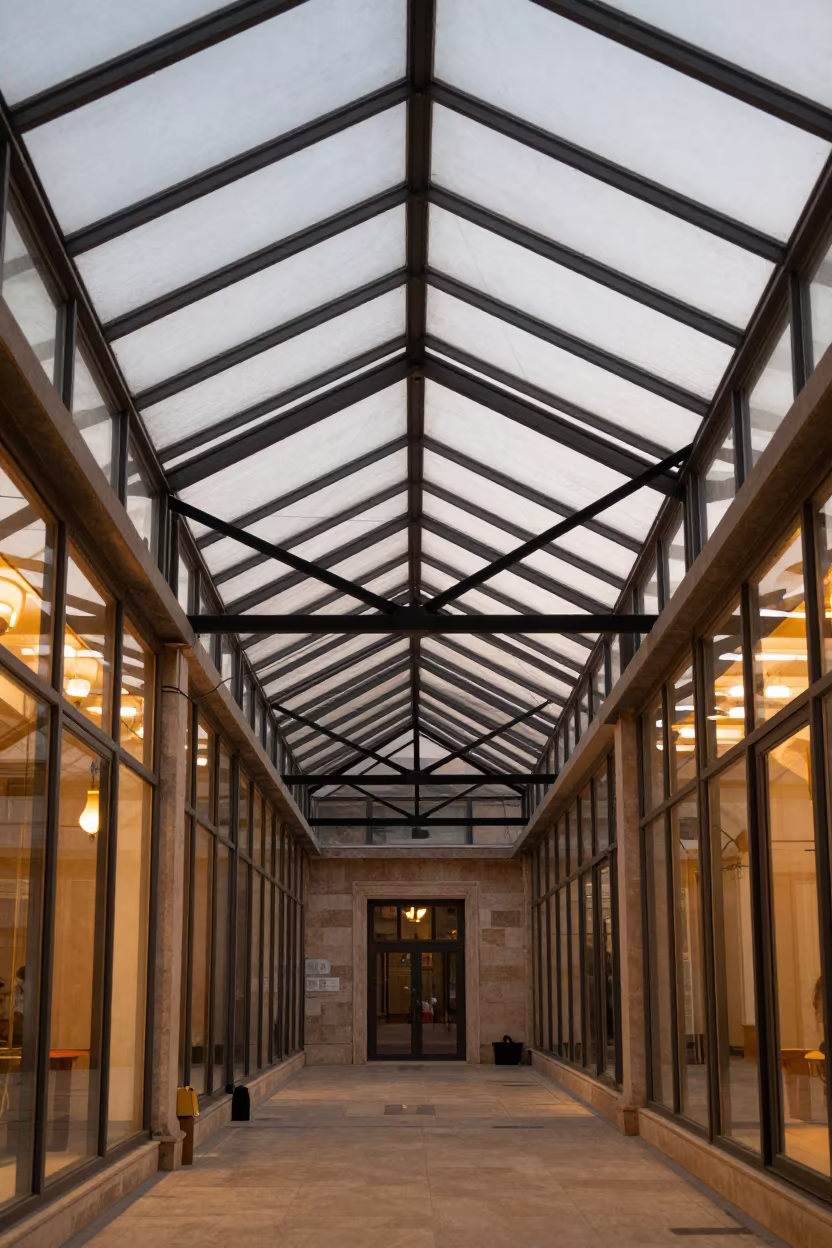 Geometric Power Lines in Konya Glass Arcade in inside a glass-roofed arcade in Konya