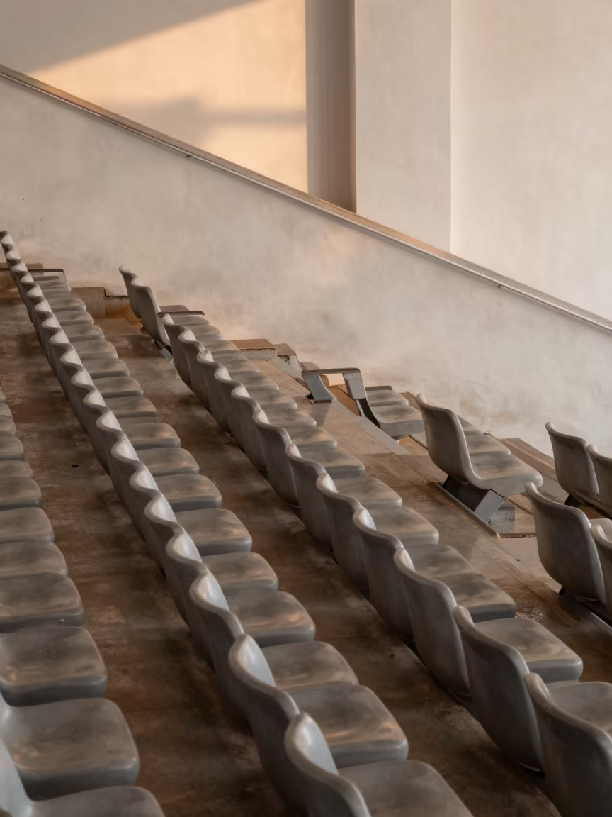 Geometric Seats Vanishing in Skylight in inside a skylit passageway near Kunming