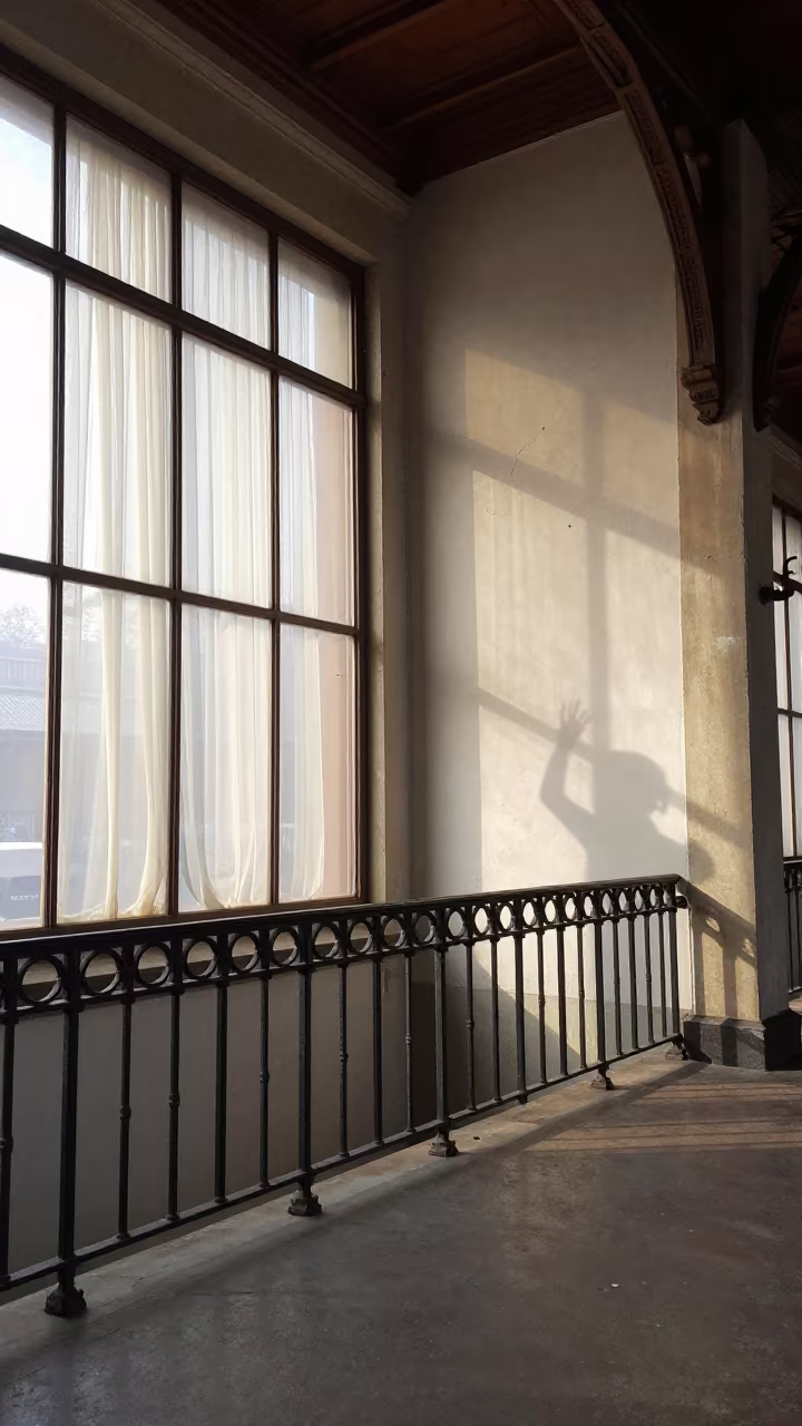Geometric Shadows on Hanover Terminal Wall in inside a restored train terminal in Hanover