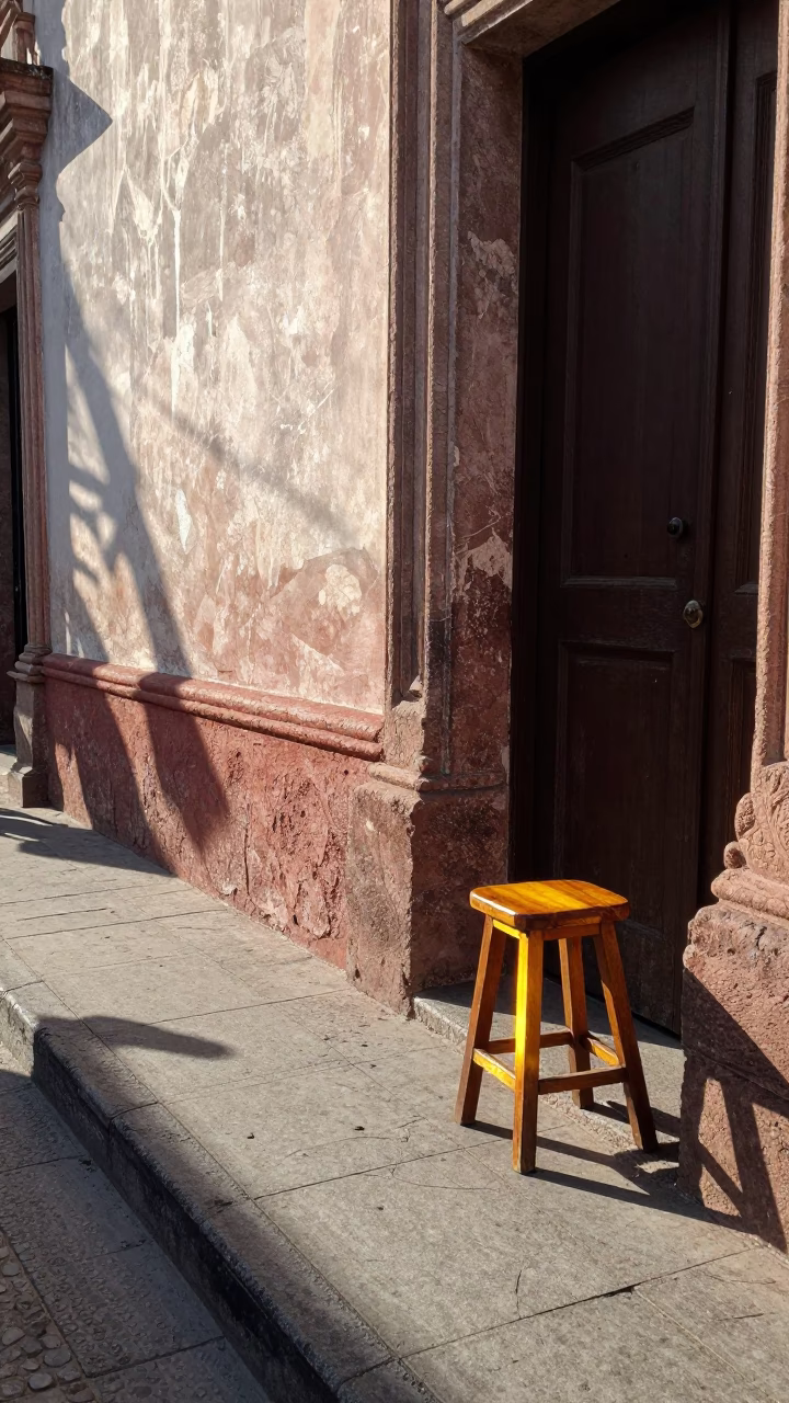 Geometric Shadows in Merida at The Late Morning Light in in Merida, Mexico